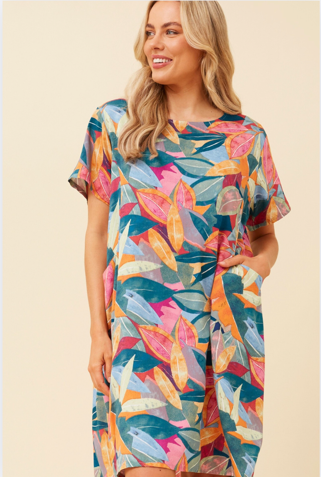 Caroline Morgan Cotton Mix Printed Sundress in Multi Colour