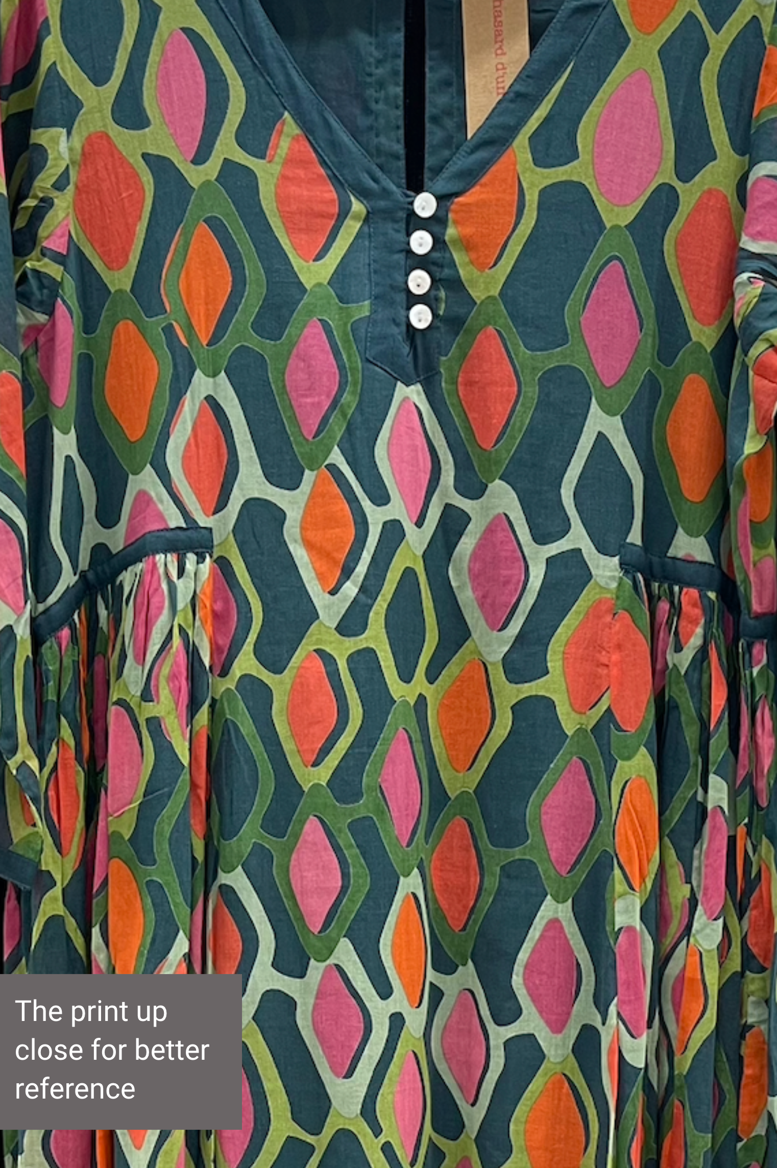 Au Hasard D'un Voyage Opal Lattice Henley Dress in Lagoon Multi